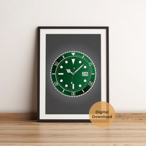Rolex Submariner HULK, Watch Printable Wall Art, Watch print, Digital Download, Horology Artwork, Decor, Birthday Gift