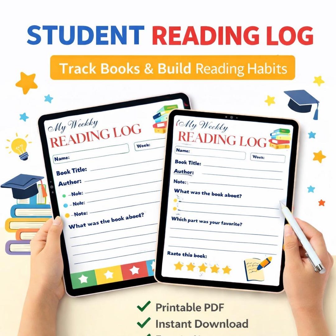 Student Reading Tracker Printable | Weekly Reading Log for School ...
