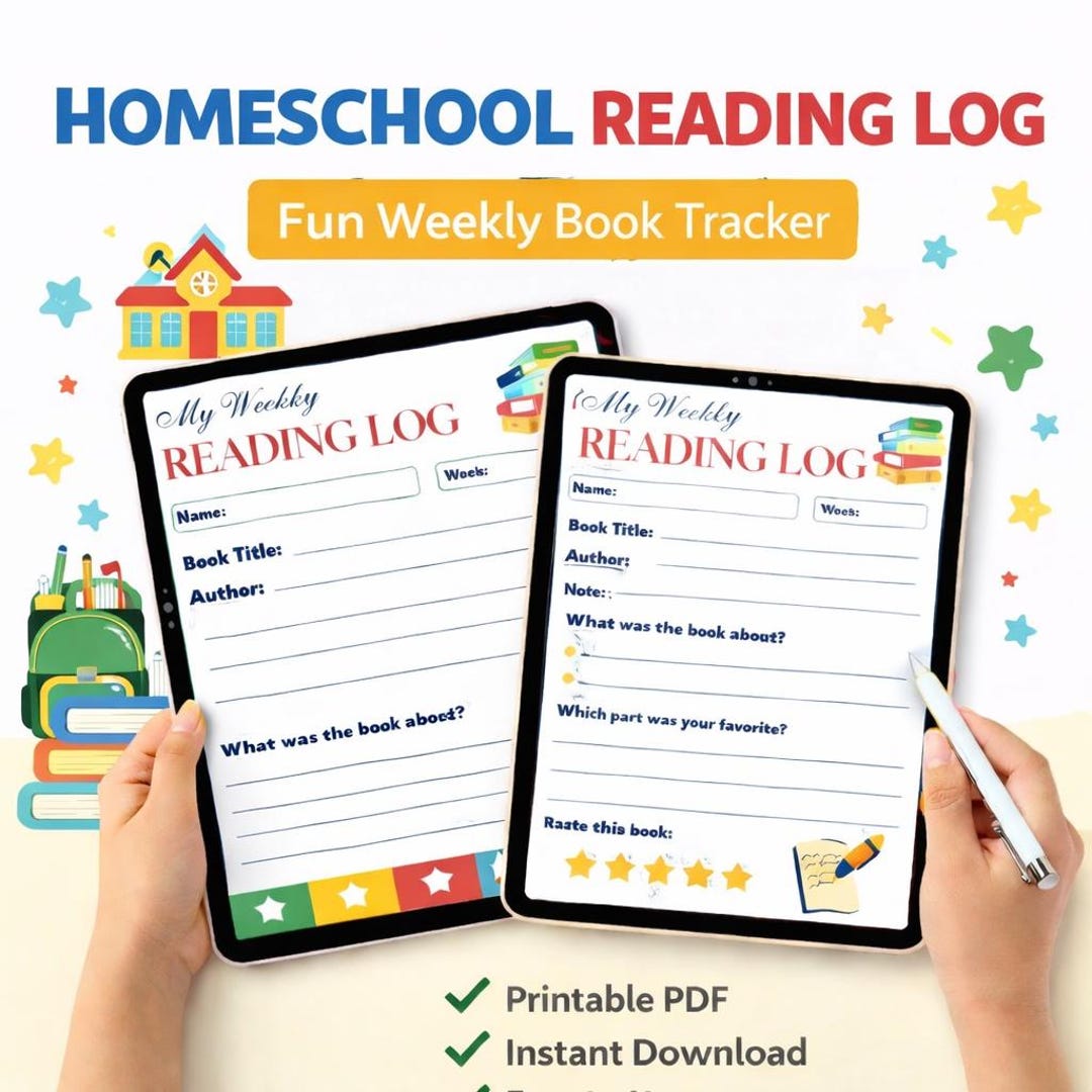 Homeschool Reading Log Printable | Kids Reading Tracker | Book Log PDF ...