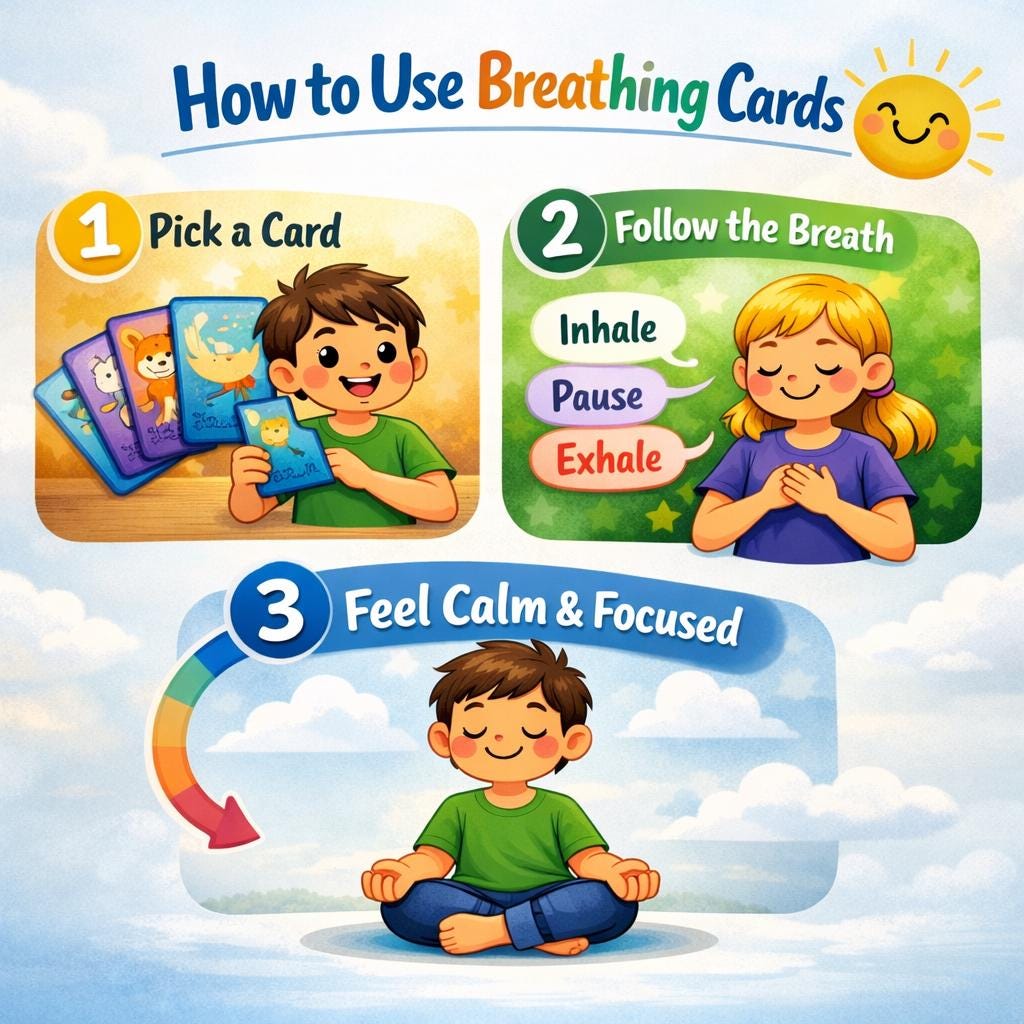 Calm Down Cards for Kids, Printable Breathing Cards, Toddler Calm Kit ...