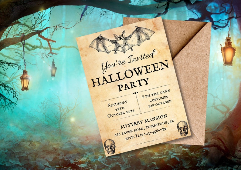 Editable Halloween Party Invitation Template, Printable Halloween Party