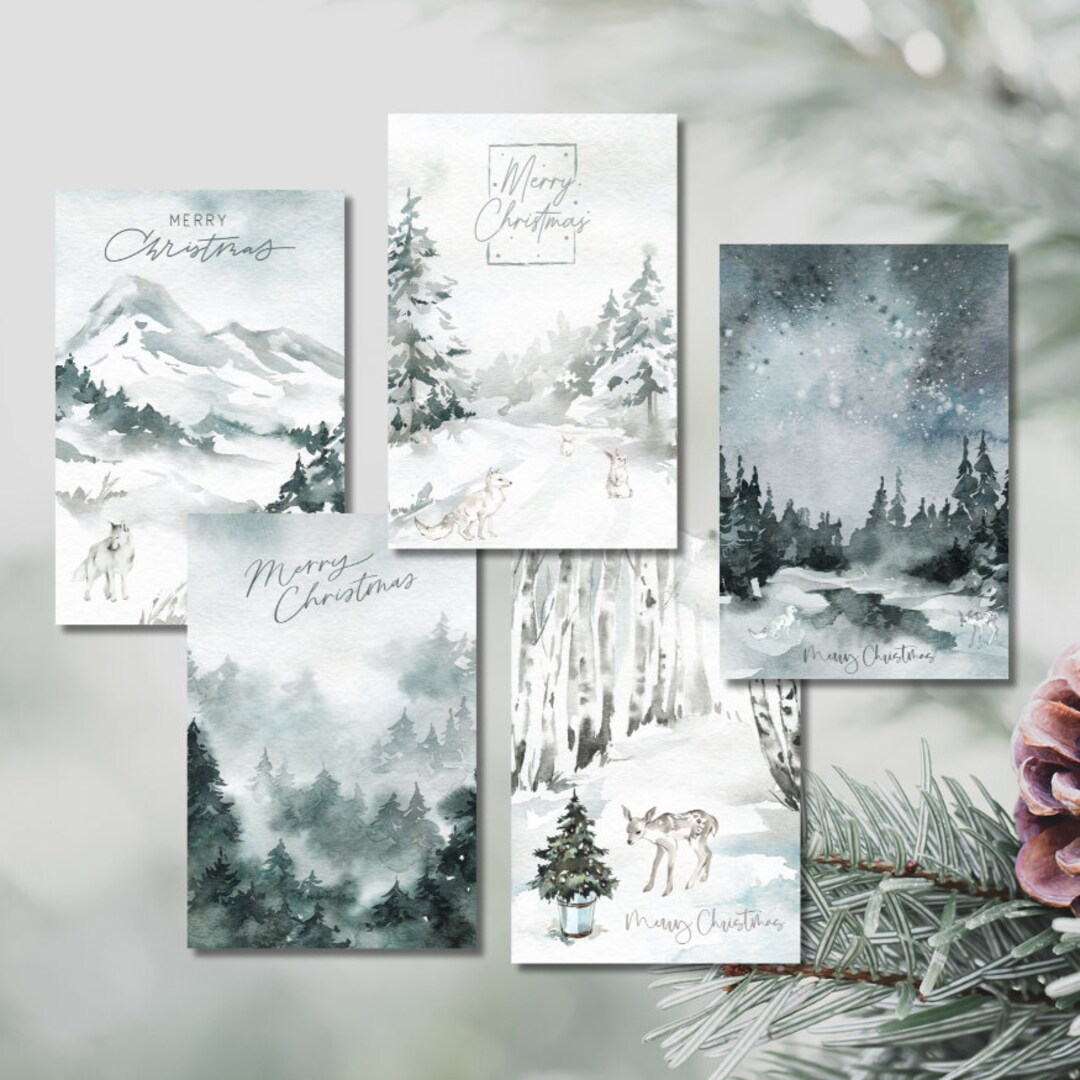 Editable Christmas Card Template Set of 5, Digital Download, Christmas ...