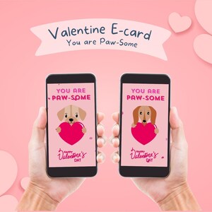 Tarjeta electrónica animada de San Valentín | Te amo | Eres Paw-Some | Tarjeta de felicitación | Descarga digital | Perro Ween | perro salchicha | Perro tejonero