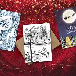 Plantilla de tarjeta de Navidad editable Especial Ámsterdam | Descarga digital | Tarjeta imprimible de Navidad | Feliz Navidad | Ciudad