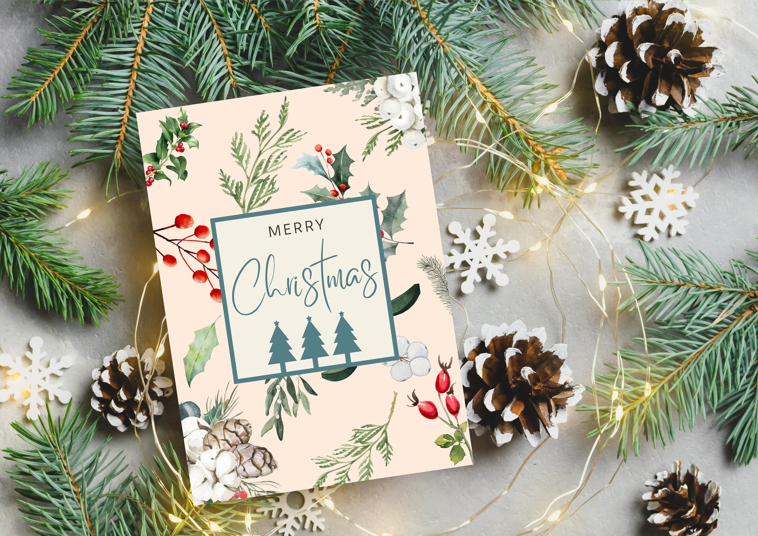 Editable Christmas Card Template Set of 4 | Digital Download ...