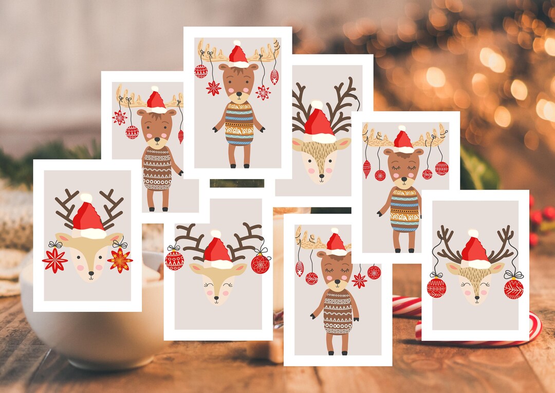 Editable Christmas Card Template Set of 8 | Digital Download ...