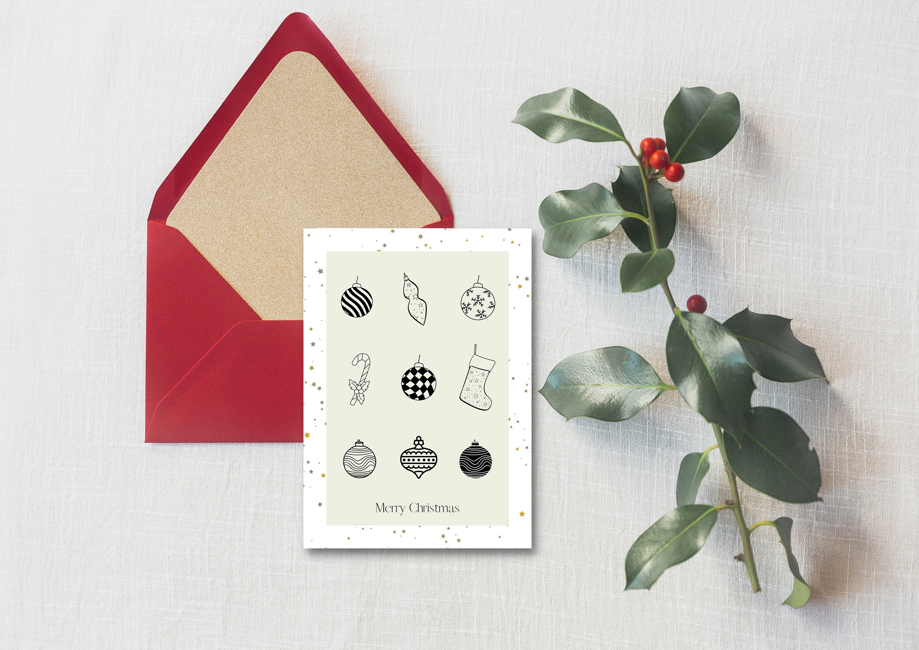 Editable Christmas Card Template Set of 6 | Digital Download ...