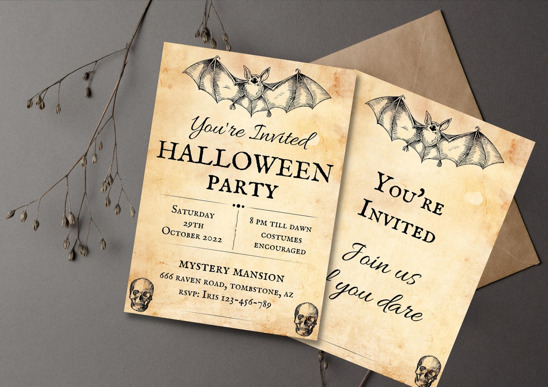 Editable Halloween Party Invitation Template, Printable Halloween Party