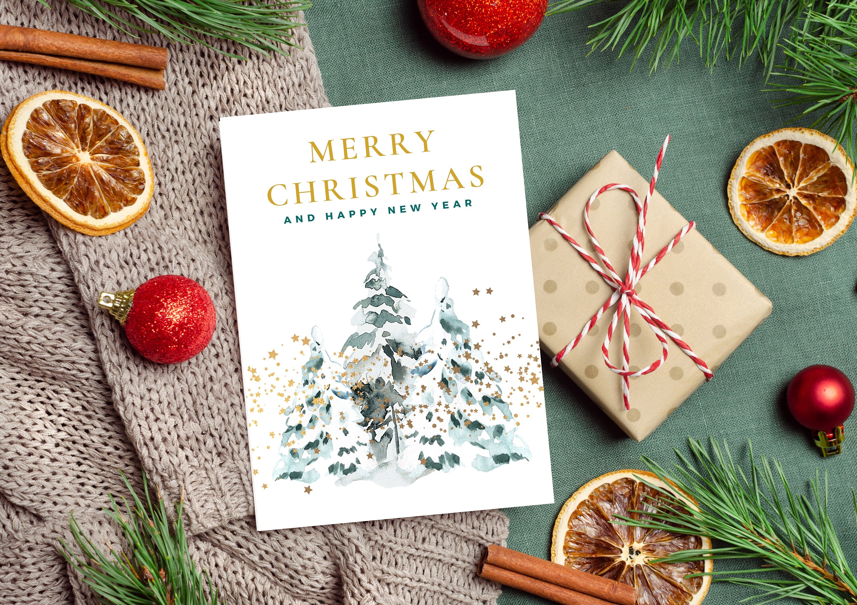 Editable Christmas Card Template Set of 6 | Digital Download ...