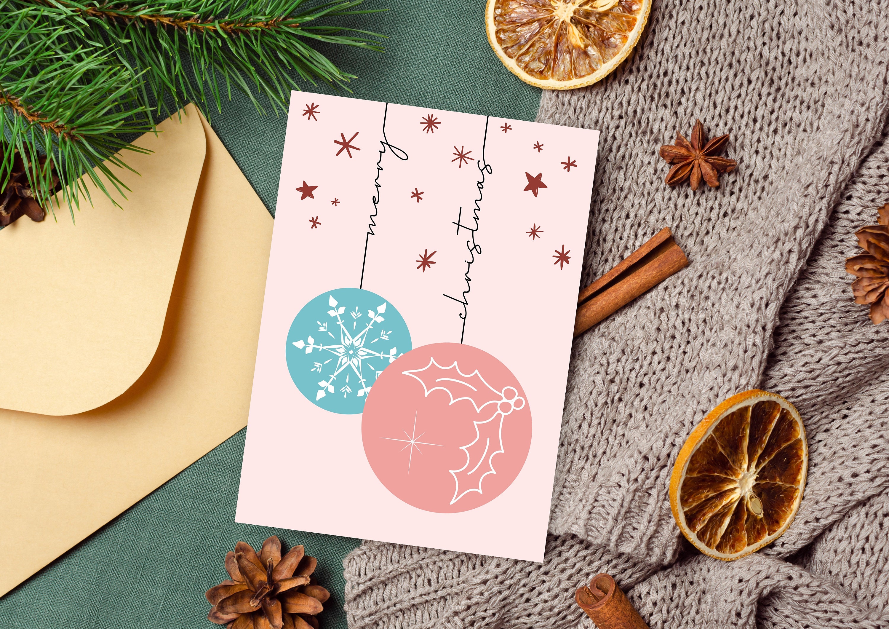 Editable Christmas Card Template Set of 5, Digital Download, Christmas ...