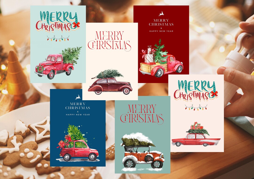 Editable Christmas Card Template Set of 6 | Digital Download ...