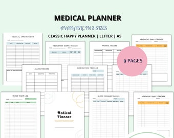 Medical Tracker Planner, Printable Medical Planner, Medicine Tracker Printable, Medication Tracker Planner, Daily medication Tracker