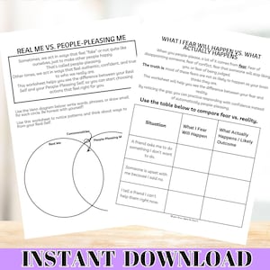 real me vs people pleasing me printable worksheets for teenagers.