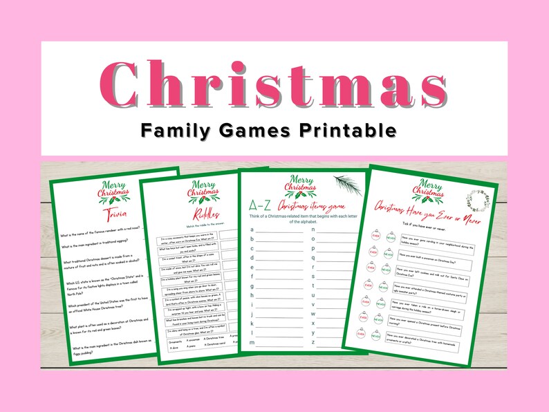 10 Printable Christmas Games for Family, Family Christmas Games