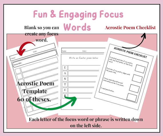 Acrostic Poems Template Printable Acrostic Poem Templates - Etsy Norway