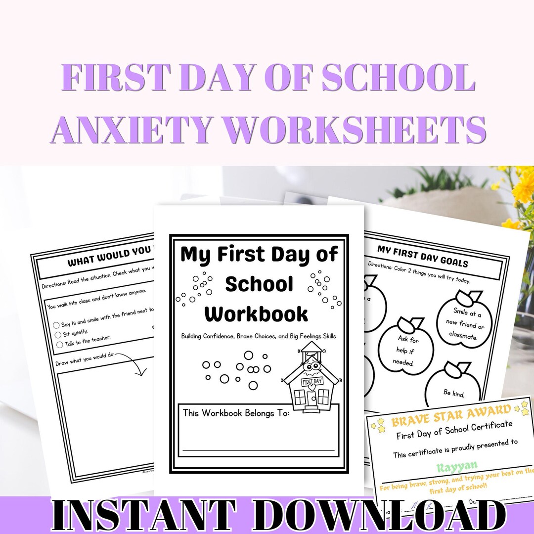 First Day of School Anxiety Workbook for Kids, Back to School SEL ...