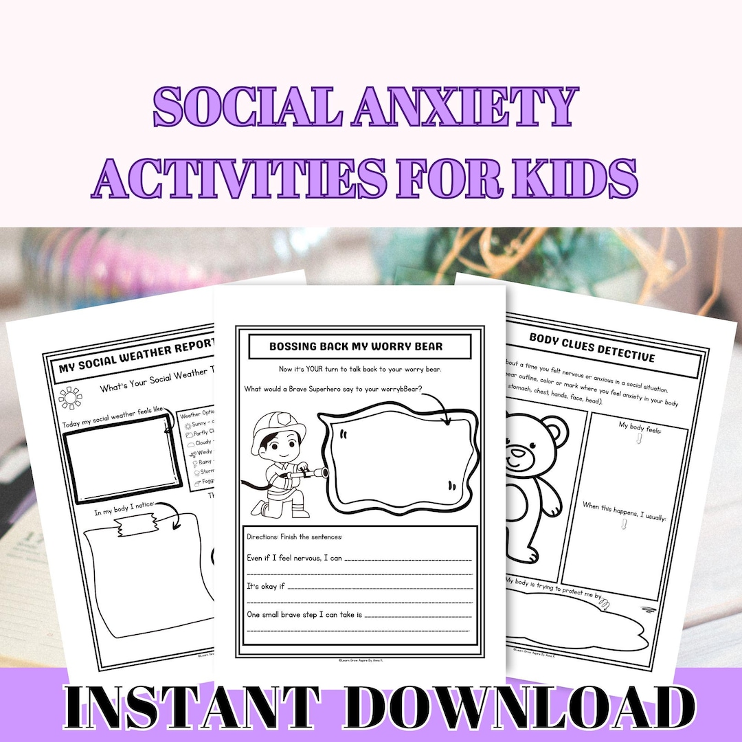 Social Anxiety Worksheets for Kids Printable PDF Download Coping Skills ...