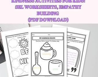 Kindness Printables for Kids | Empathy Building Worksheets, Character Education Activities SEL Printable PDF