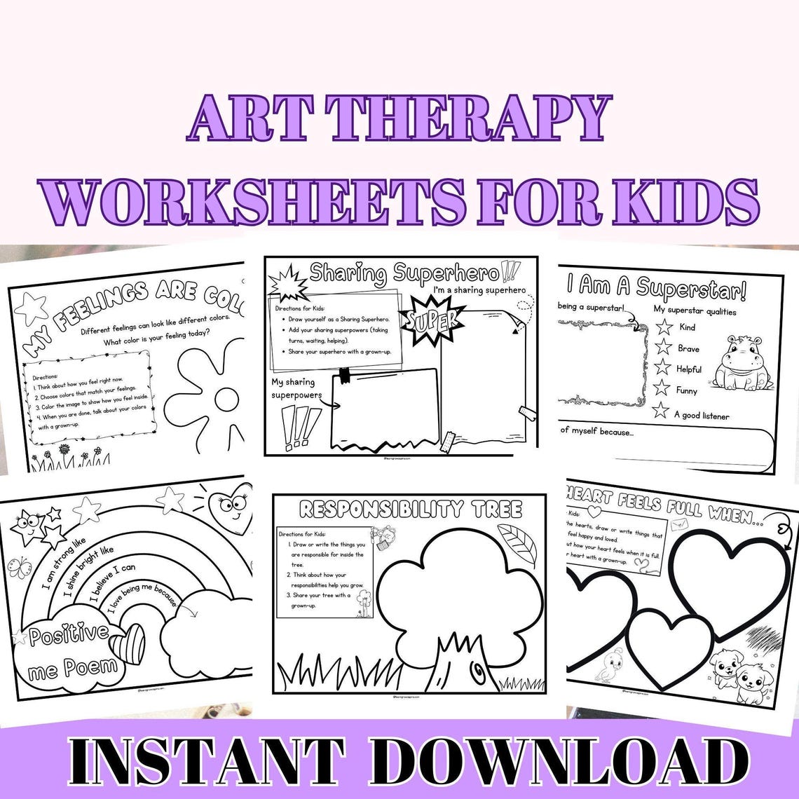 Art Therapy Worksheets for Kids Creative Expression Activities ...