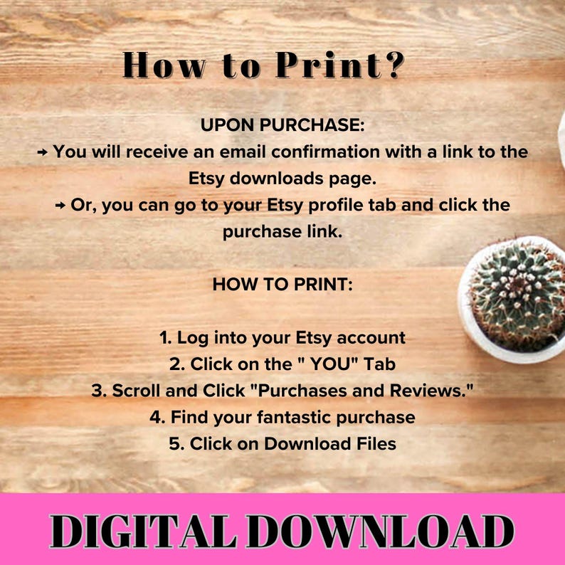 Upon purchase how to print instructions.