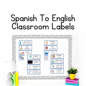 Bilingual Classroom Labels, Spanish to English Classroom Labels, Days of The Week, Months Of The Year, Spanish Classroom Labels, PRINTABLE