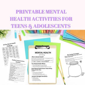 Printable mental health worksheets and activities for teens and adolescents PDF