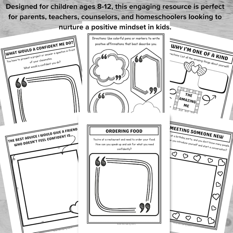 Self Esteem Worksheets for Kids Printable PDF Download Confidence ...