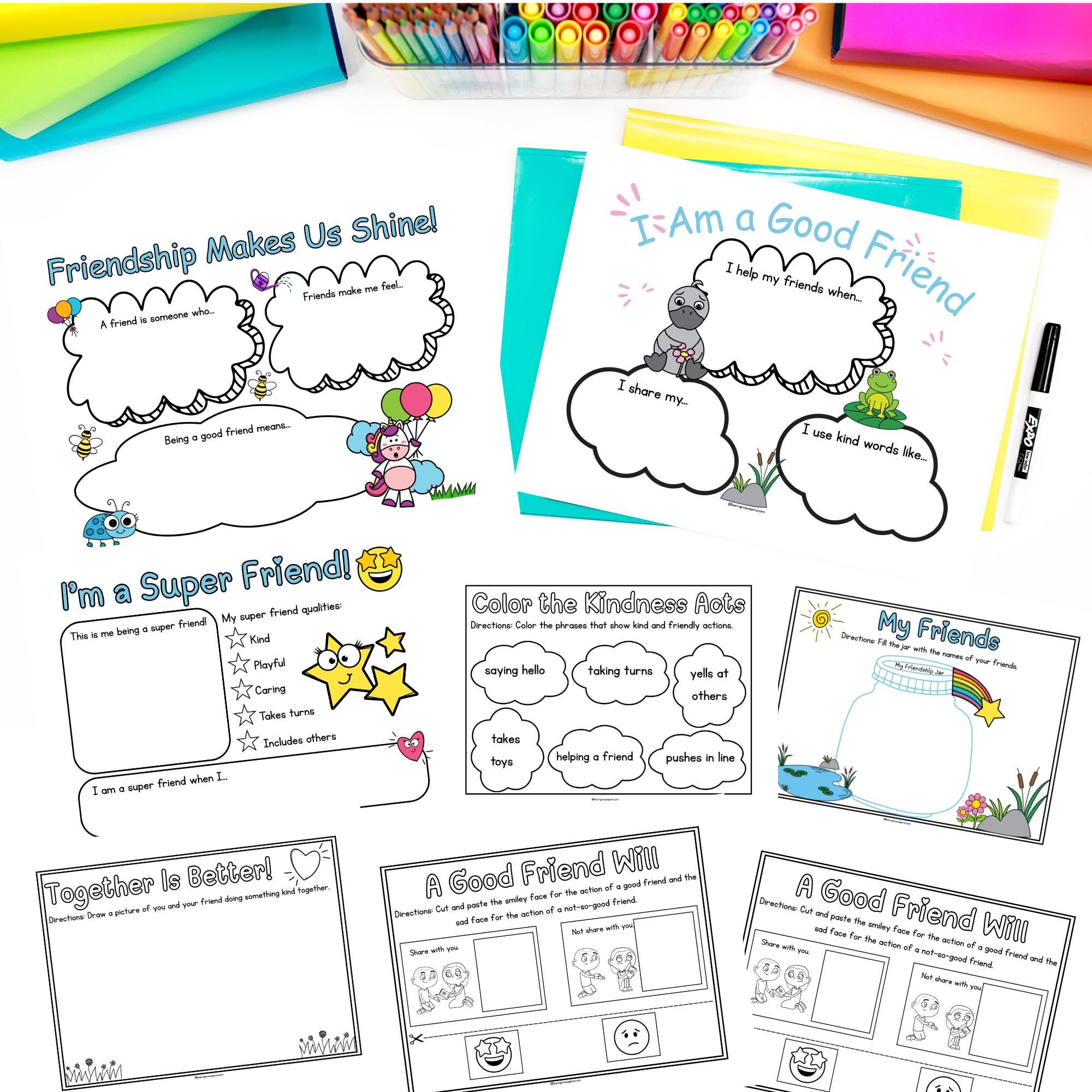Friendship Activities for Kids Printable PDF, Social Skills Worksheets ...