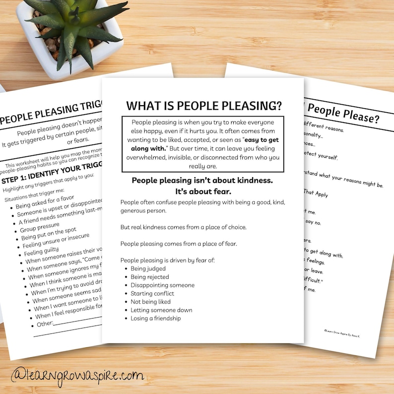 people pleasing worksheet therapist aid