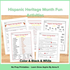 Hispanic Heritage Month Worksheets, Activities & Games For Kids, Hispanic Famous Quotes, Trivia, Word Search, I Spy and Scramble PRINTABLE