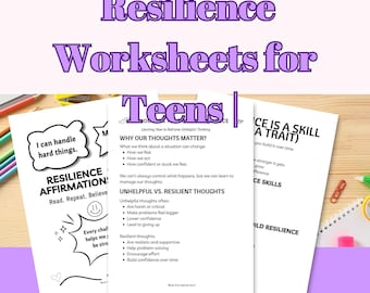 Schede di lavoro sulla resilienza per adolescenti stampabili, attività per lo sviluppo delle capacità di gestione dello stress, regolazione emotiva, quaderno di esercizi SEL (Social and Emotional Learning) per una mentalità di crescita e competenze di vita in formato PDF.