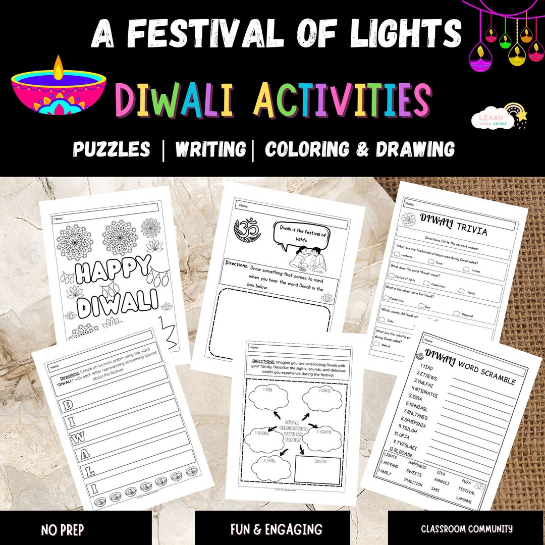 Diwali Activities for Kids Printable Diwali Worksheets for - Etsy