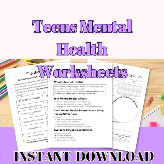 Teen Mental Health Activities Anxiety Worksheets for Teens Emotional Regulation Coping Skills CBT DBT Therapy Printable School Counseling