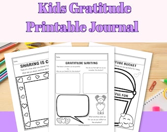 Kids Gratitude Journal SEL Worksheets Printable PDF Gratitude Activities Emotional Regulation & Mindfulness Reflection Workbook for Children