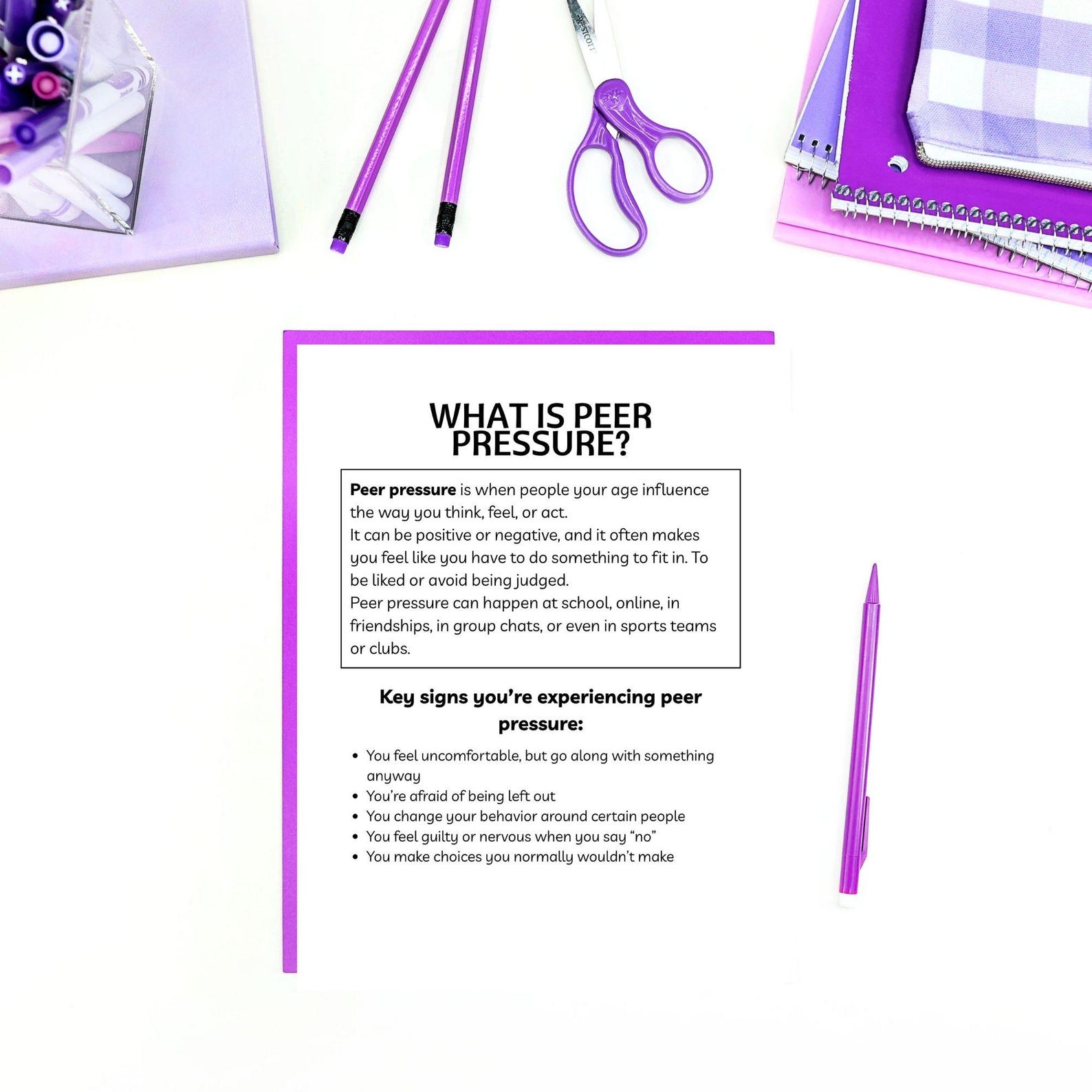 Peer Pressure Worksheets & Activities for Teens Printable PDF - Etsy