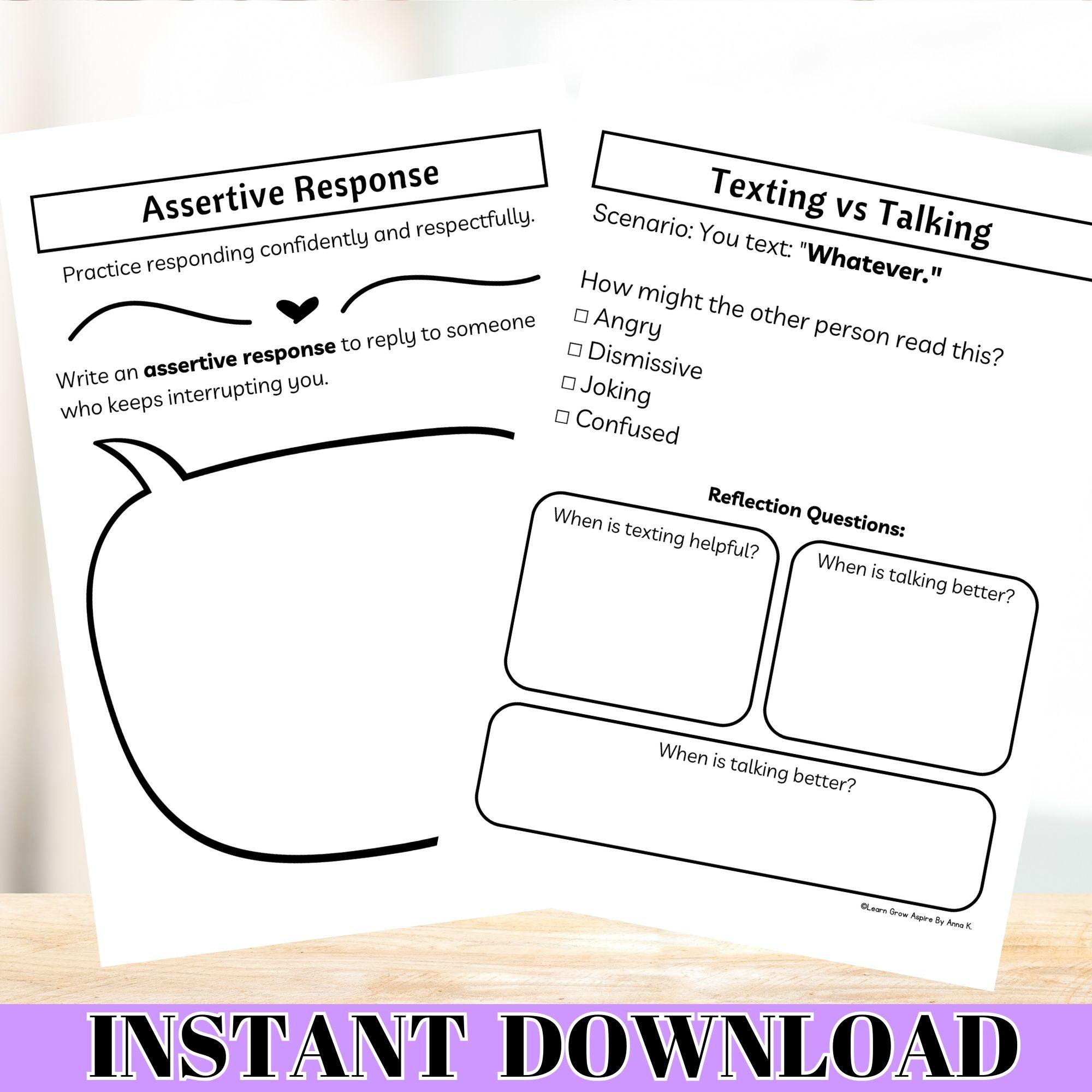 Effective Communication Worksheets for Teens Therapy PDF Printable - Etsy