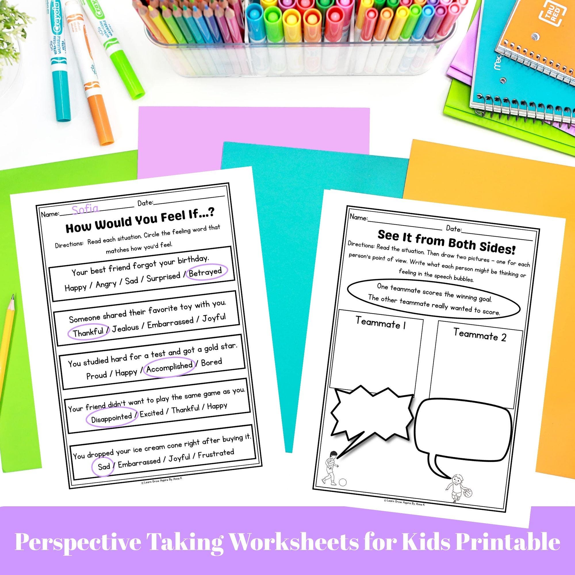Perspective Taking Questions Printable Worksheet.pdf Perspective Taking Worksheets for Kids | Autism Social Skills Workbook ...