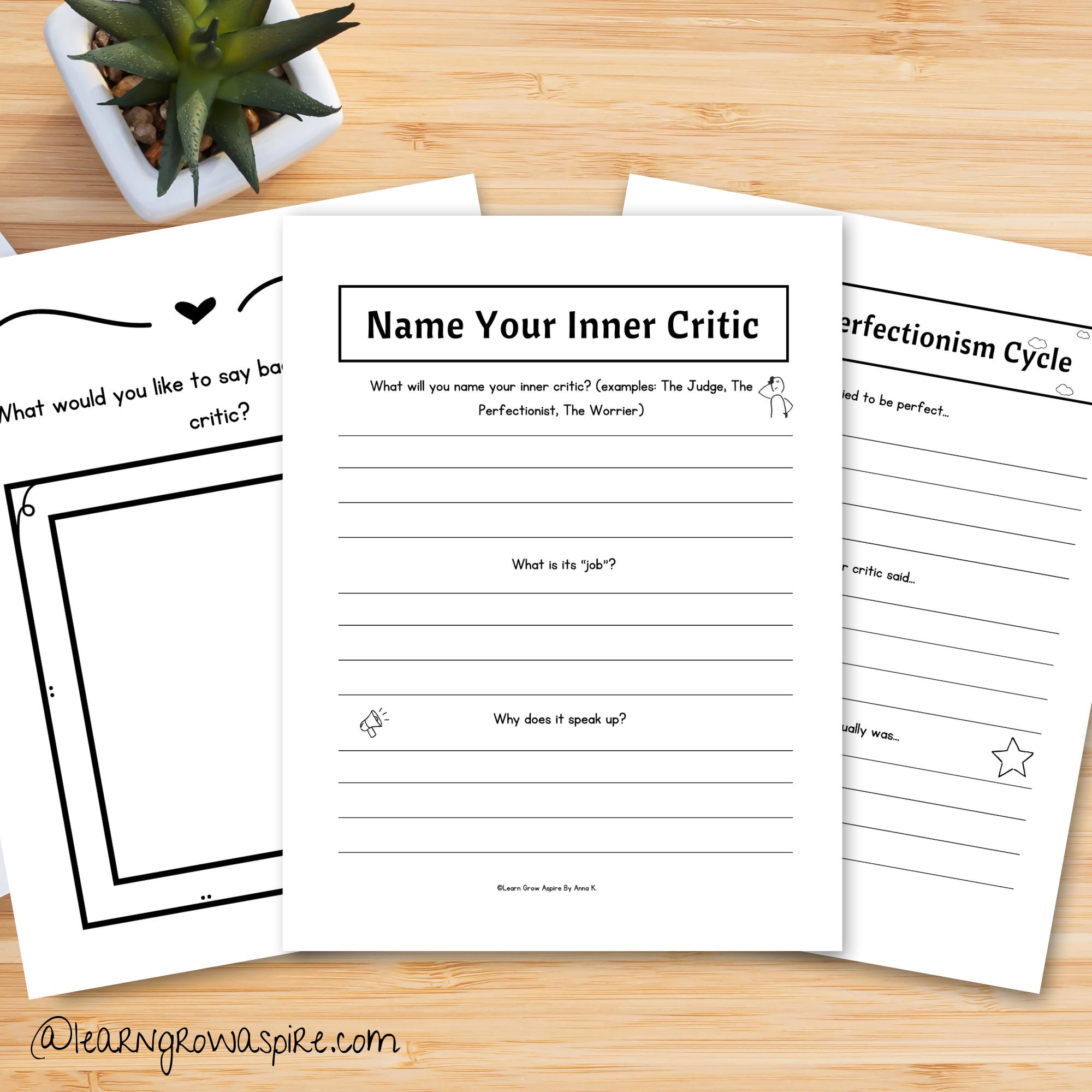 Inner Critic Worksheet.pdf Inner Critic Worksheets for Teens Printable PDF - Etsy