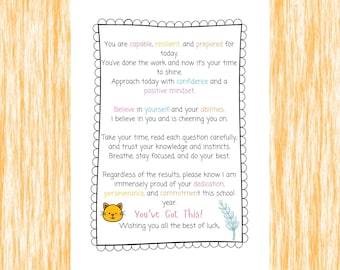 Test Motivation Letter For Students Printable PDF From Teacher and/or Parents