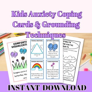 Kids Anxiety Relief Coping Strategies Kids Anxiety Worksheets For Kids Breathing Exercises Grounding Cards For Kids Therapy Skills Cards