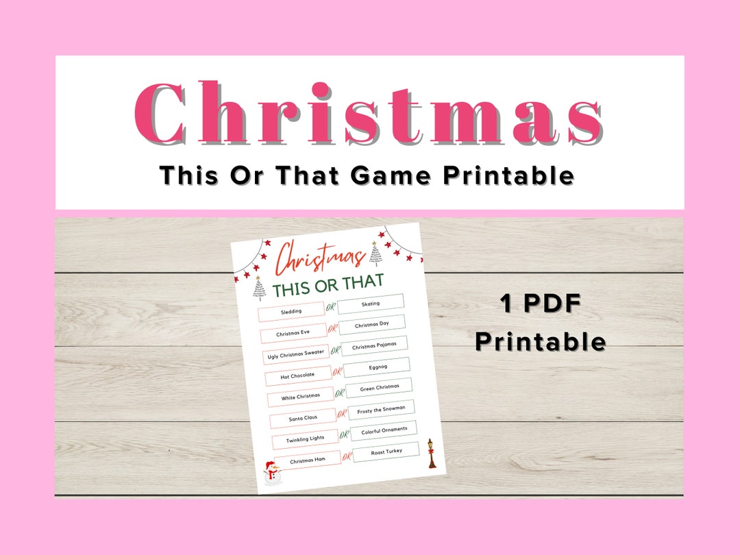 1 Christmas This or That Printable Game, Christmas Games for Kids
