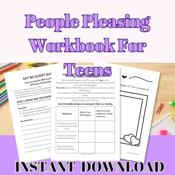 People Pleasing Workbook for Teens Printable PDF Download Boundary Setting Activities Self Esteem & Social Emotional Learning SEL Resource
