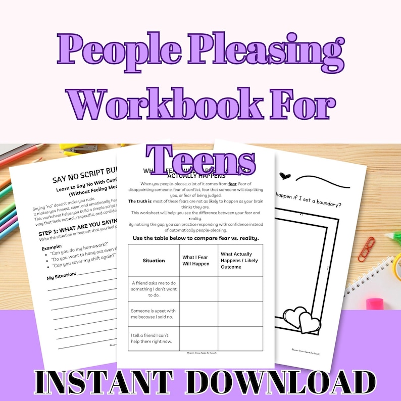 People Pleasing Worksheets for teens printable pdf