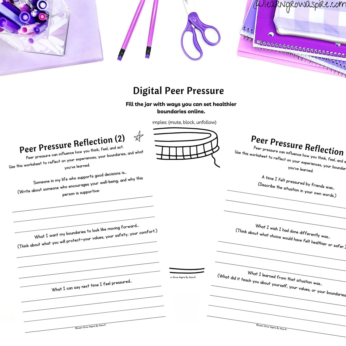 Peer Pressure Worksheets & Activities for Teens Printable PDF - Etsy