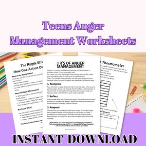Anger Management For Teen Anger Worksheet Therapist Resources  For Counselors Teen Therapy Bundle Teen Therapy Anger Management Workbook