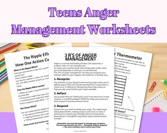 Anger Management Activities For Teens Therapy Worksheets For Angry Teenagers Coping Skills Printable PDF Workbook counseling Adolescents