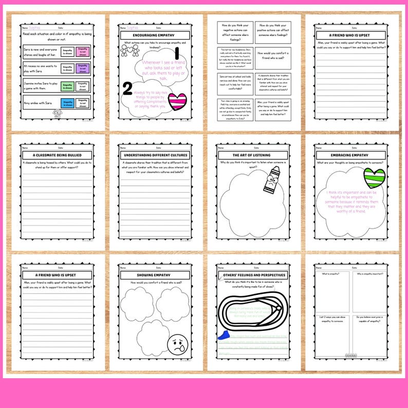 printable empathy worksheets for kids. These empathy worksheets are ideal for both in classroom and at home use. can be used at therapist for kids and student counseling.