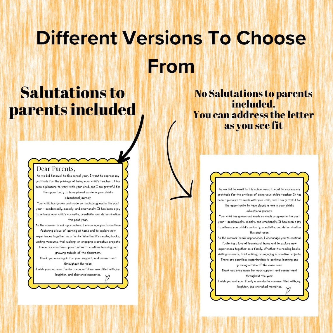 Thank You Letter From Teacher to Parents, Teacher Parent Letter End of School Year, Goodbye ...