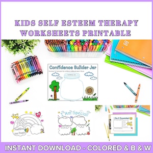 Kids Self Esteem Therapy Worksheets Printable Confidence For Kids Self Worth Coaching Counseling Tools For Children Self Confidence