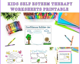Kids Self Esteem Therapy Worksheets Printable Confidence For Kids Self Worth Coaching Counseling Tools For Children Self Confidence